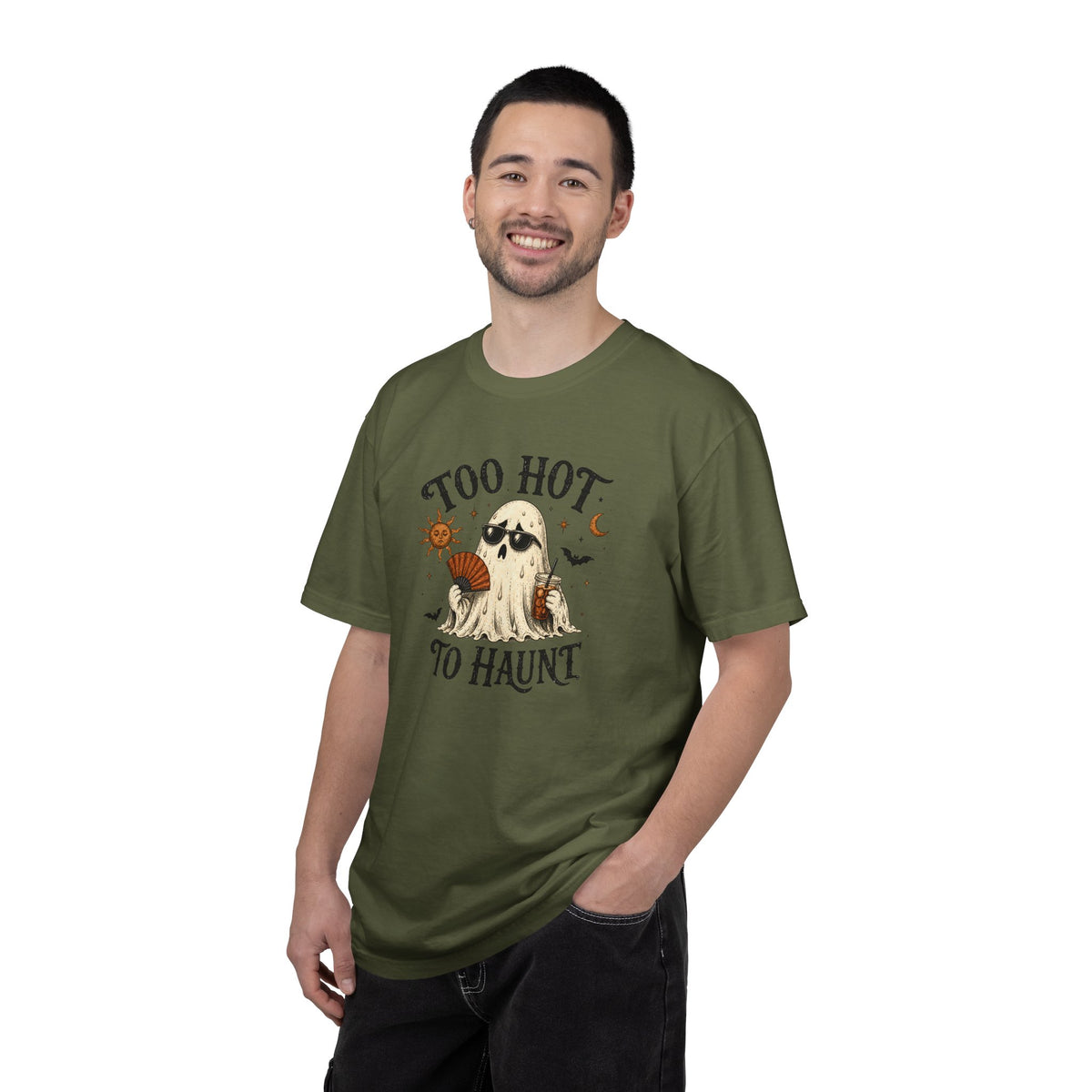 "Too Hot to Haunt" Comfort Colors Halloween T-Shirt | Cute Ghost Summerween Graphic Tee