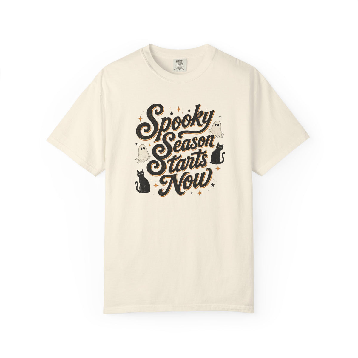 "Spooky Season Starts Now" Comfort Colors Halloween T-Shirt | Cute Ghost Summerween Graphic Tee